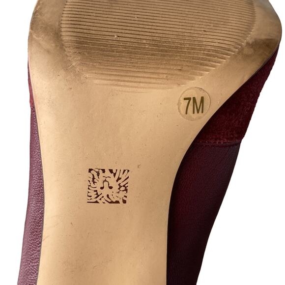 ANNE KLEIN Leather Boots Women's Size 7 Red Leather Snake Print Heeled Boot Fall - Picture 9 of 9